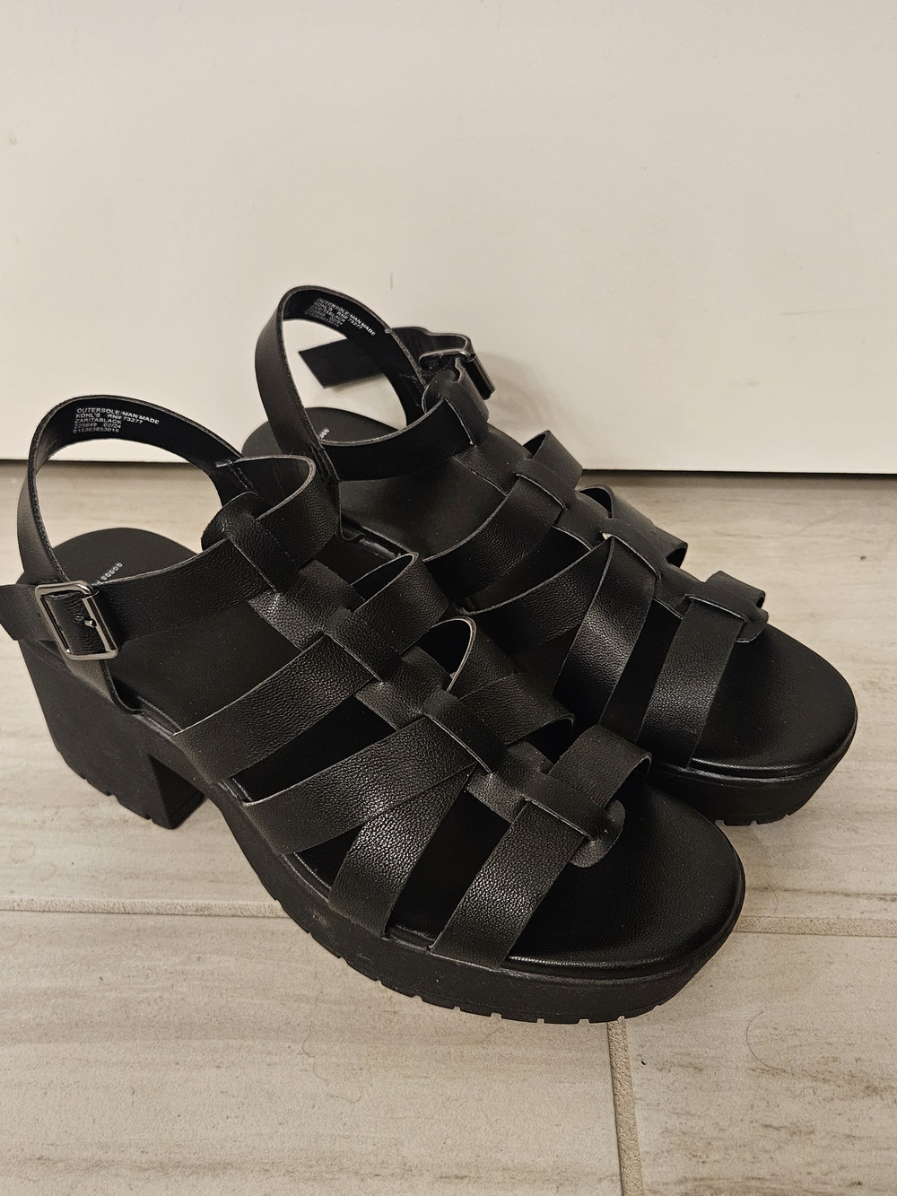 SO Black Strappy Platform Block Heel Sandals